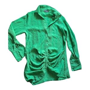 PrettyLittleThing Green Ruched Blouse